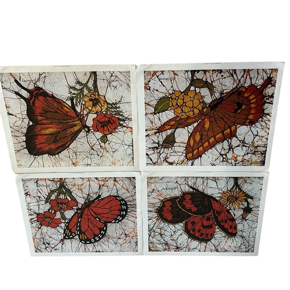 ABSTRACT 4 Lithographs Butterfly Signed  L. S. MULDOWNEY